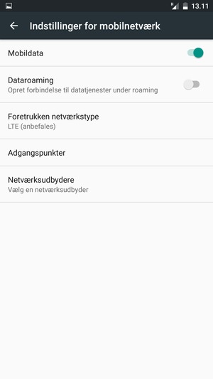 For at skifte netværk, hvis der opstår netværksproblemer, vælg Netværksudbydere