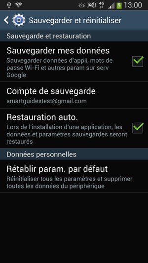 Sélectionnez le bouton Retour