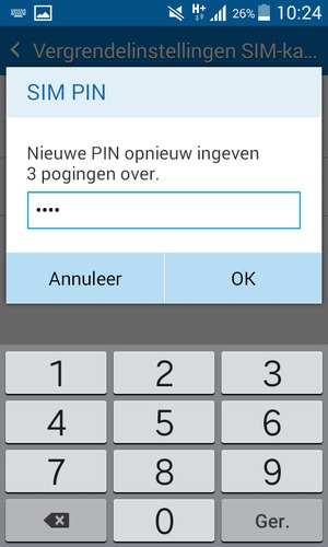 Bevestig uw nieuwe SIM PIN en selecteer OK