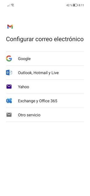 Seleccione Outlook, Hotmail y Live