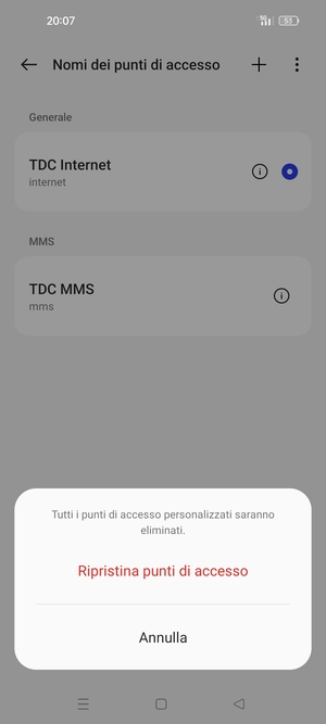 Seleziona Ripristina punti di accesso