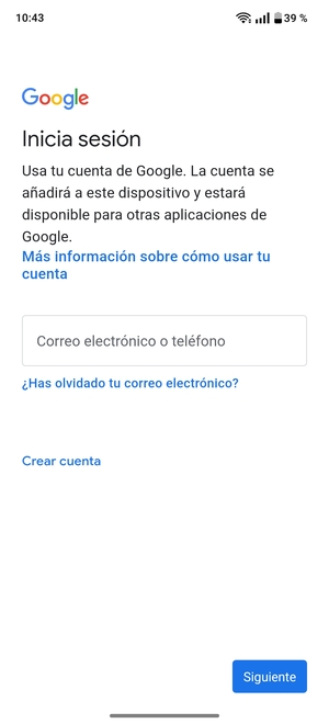 Introduzca su dirección de Gmail y seleccione Siguiente