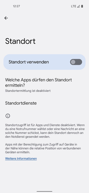 Schalten Sie Standort verwenden aus