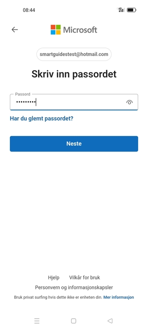 Skriv inn passord og velg Logg på