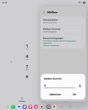 Geben Sie die Mailboxnummer ein und wählen Sie OK