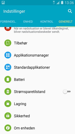Scroll til og vælg Sikkerhed