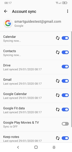 Your information will be synchronised