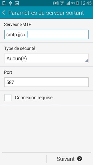 Décochez la case Connexion requise et sélectionnez Suivant