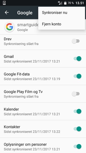 Vælg Synkroniser nu