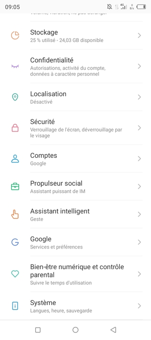 Faites défiler et sélectionnez Système