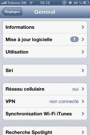 Sélectionnez Mise à jour logicielle