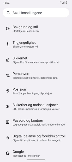 Bla til og velg Posisjon