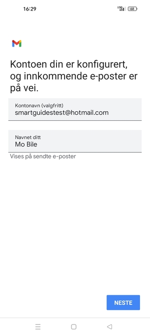 Gi kontoen din et navn, og skriv inn navnet ditt. Velg NESTE