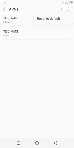 Select Reset to default
