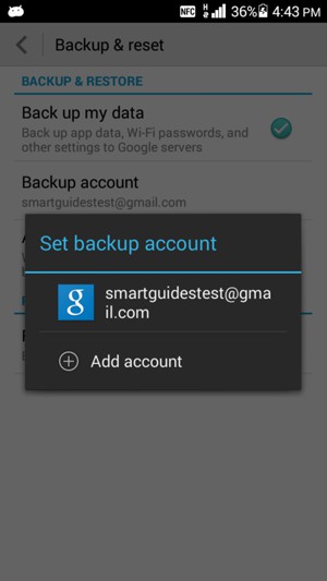 Select your backup account