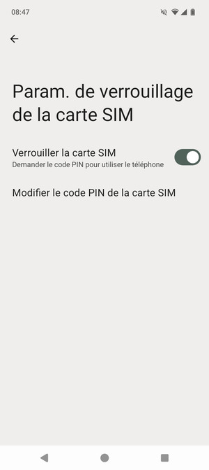 Sélectionnez Modifier le code PIN de la carte SIM