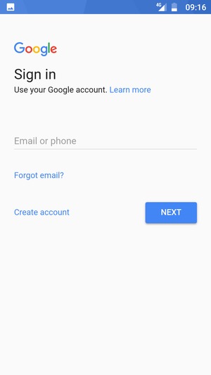 Enter your Gmail address and select NEXT