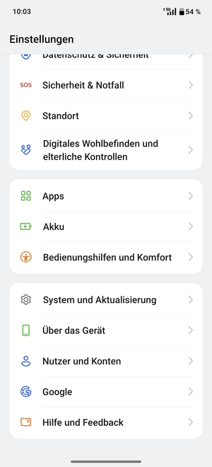 Scrollen Sie und wählen Sie System und Aktualisierung