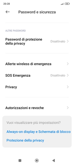 Scorri e seleziona Privacy