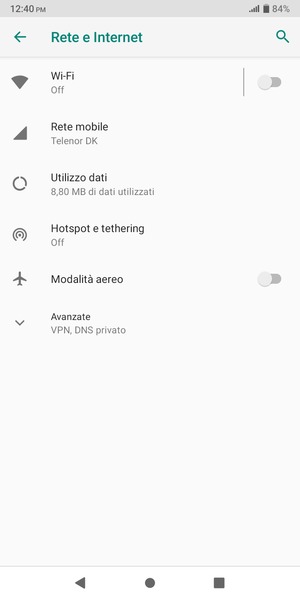 Seleziona Rete mobile