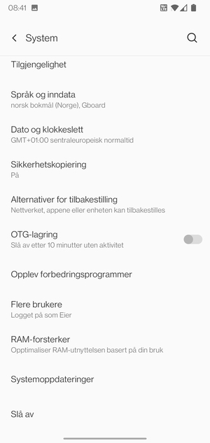 Velg Systemoppdateringer