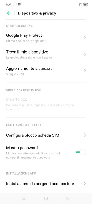 Scorri e seleziona Configura blocco scheda SIM