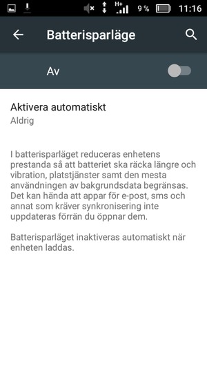Aktivera Batterisparläge