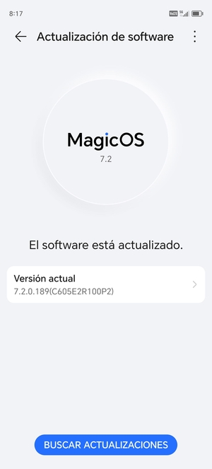 Si su teléfono está actualizado, verá la siguiente pantalla