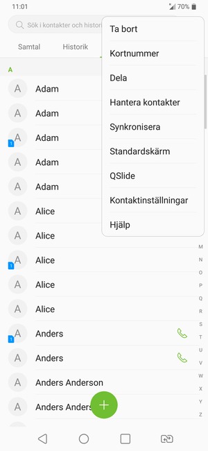 Välj Hantera kontakter