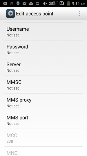 Scroll down and enter MMS information