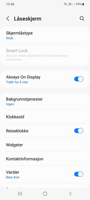 Velg Skjermlåstype