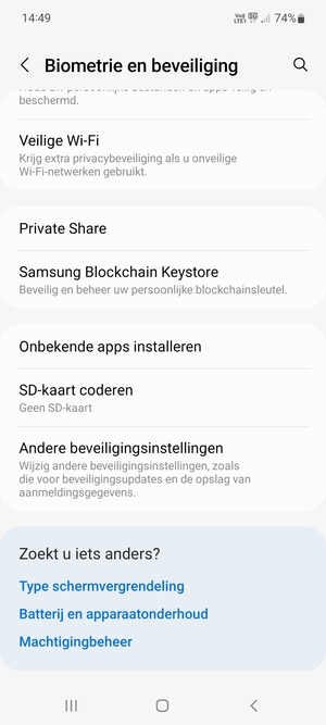 Scroll naar en selecteer Andere beveiligingsinstellingen