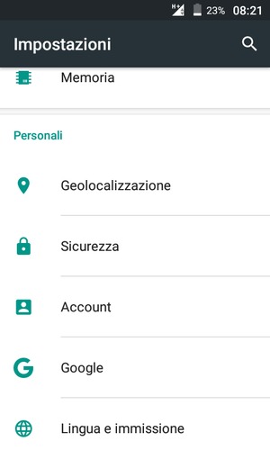 Scorri e seleziona Sicurezza