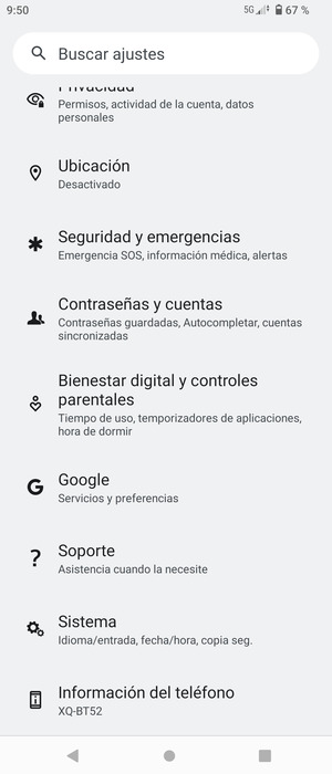 Desplácese y seleccione Sistema