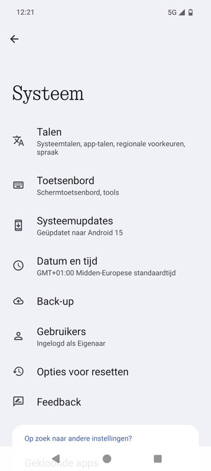 Selecteer Back-up