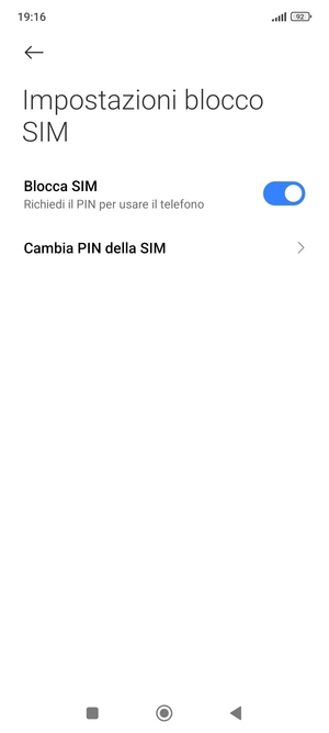 Seleziona Cambia PIN della SIM