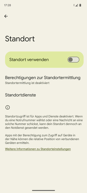 Schalten Sie Standort verwenden aus