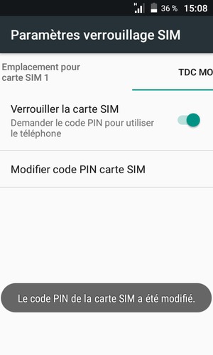 Votre code PIN de la carte SIM a été modifié