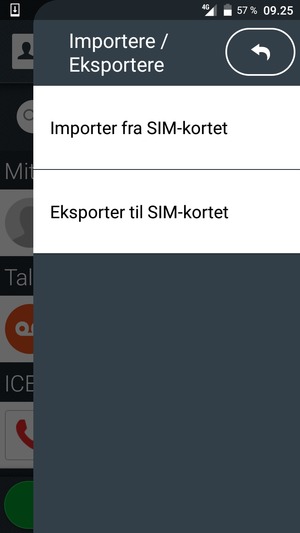Velg Importer fra SIM-kortet