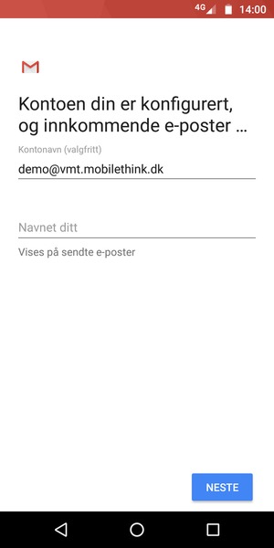 Gi kontoen din et navn, og skriv inn navnet ditt. Velg NESTE