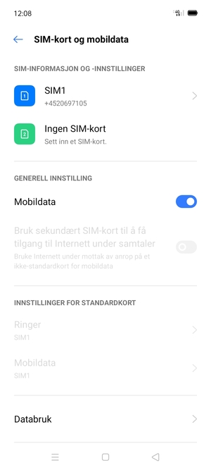 Velg SIM1 eller SIM2