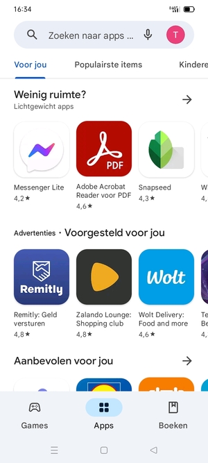 Selecteer de zoekbalk