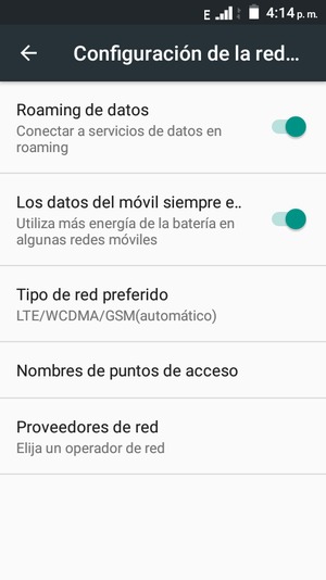 Activar o desactivar Roaming de datos