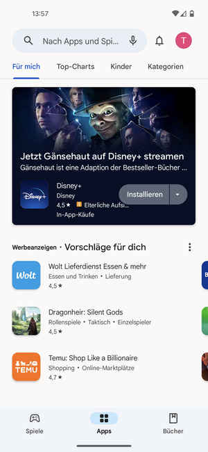 Wählen Sie die Suchleiste