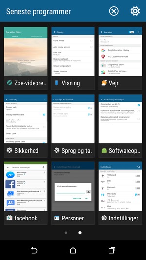 Vælg X-ikonet for at lukke alle åbne apps