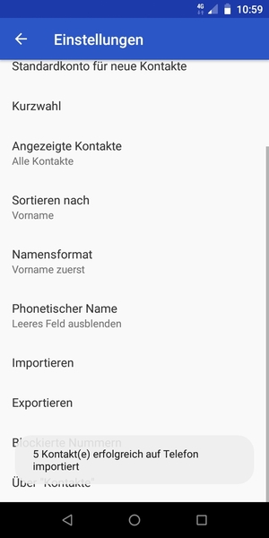 Ihre Kontakte werden in Ihrem ZTE gespeichert