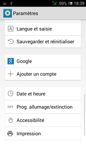 Retournez au menu Paramètres, faites défiler et sélectionnez Google