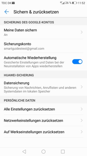 Wählen Sie Sicherungskonto