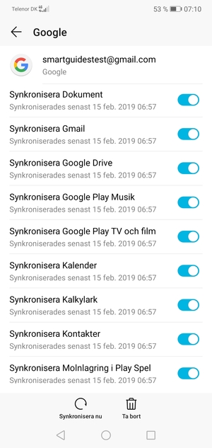 Välj Synkronisera nu