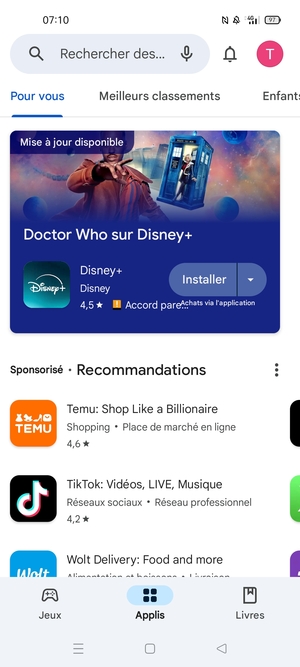 Sélectionnez la barre de Recherche